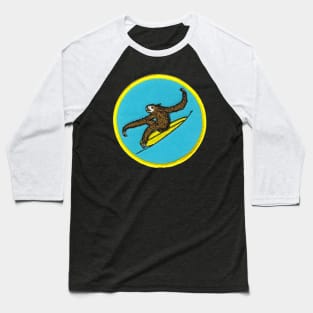 Surfing Sloth Patch Baseball T-Shirt